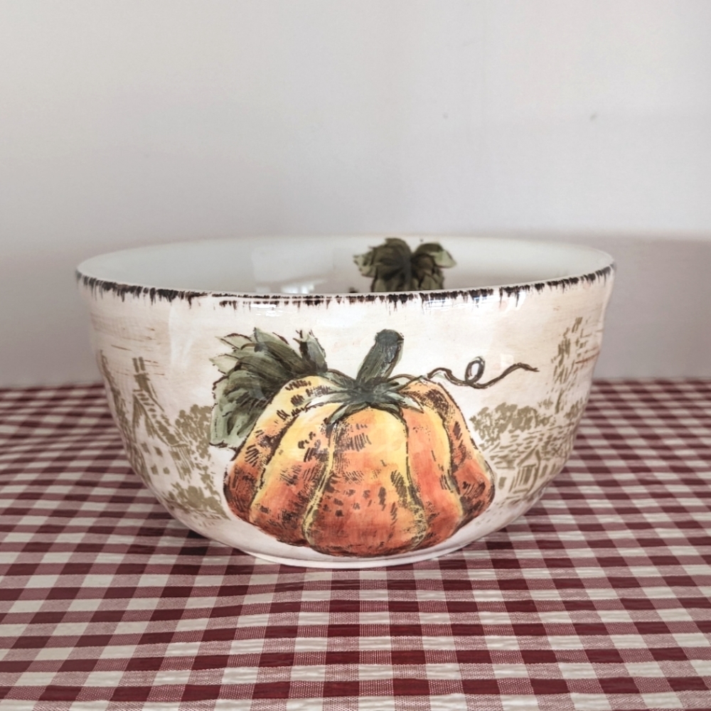 Pumpkin Fest Hand Painted Soup / Salad Bowl